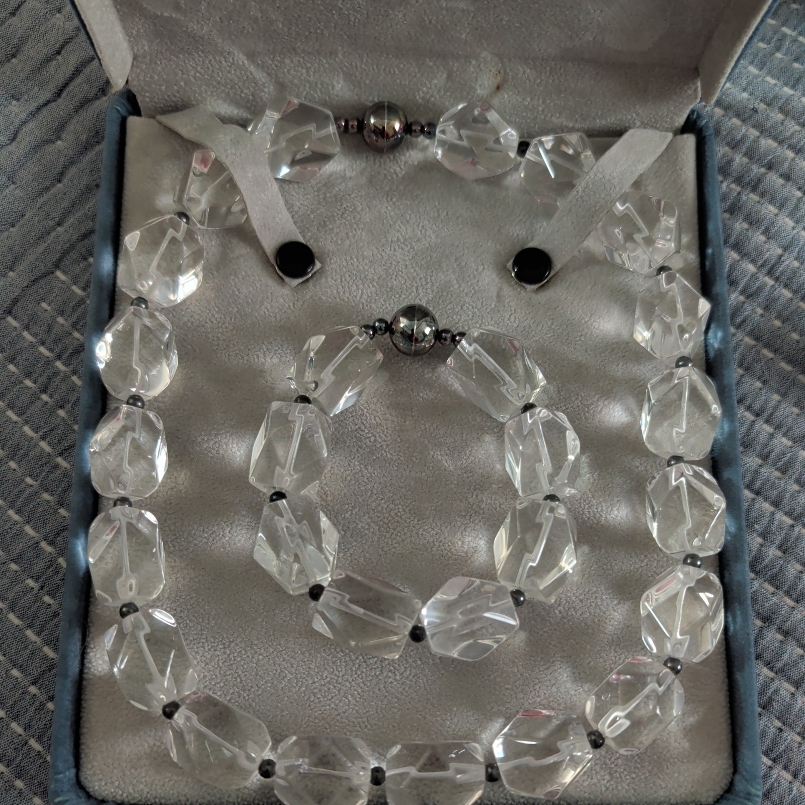 PV PAOLA VALENTINI ITALY CLEAR QUARTZ STERLING SILVER NUGGET SET.