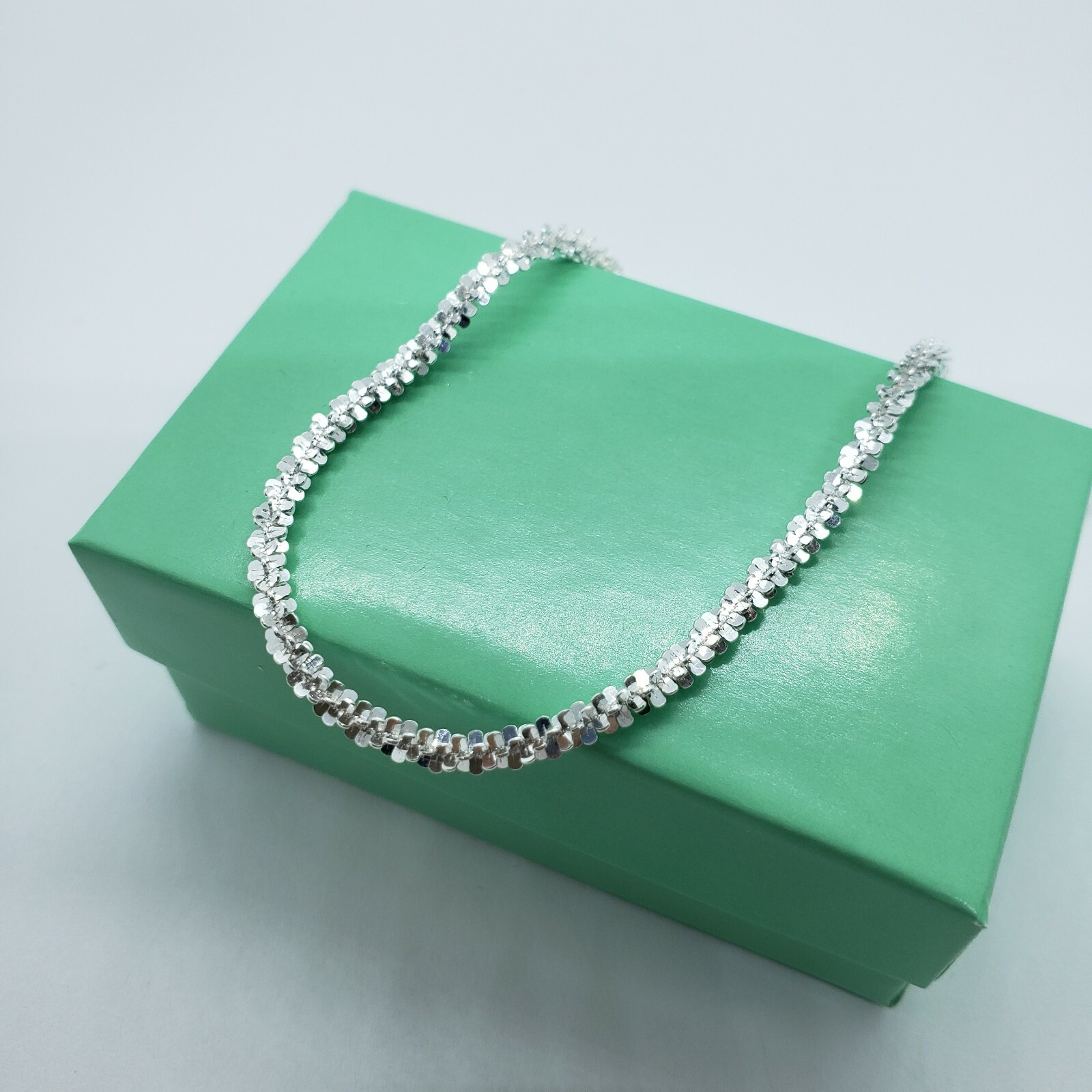 Sterling Silver Sparkle Rock Chain Necklaces & Bracelets 1.8mm Diamond Cut 7-24″