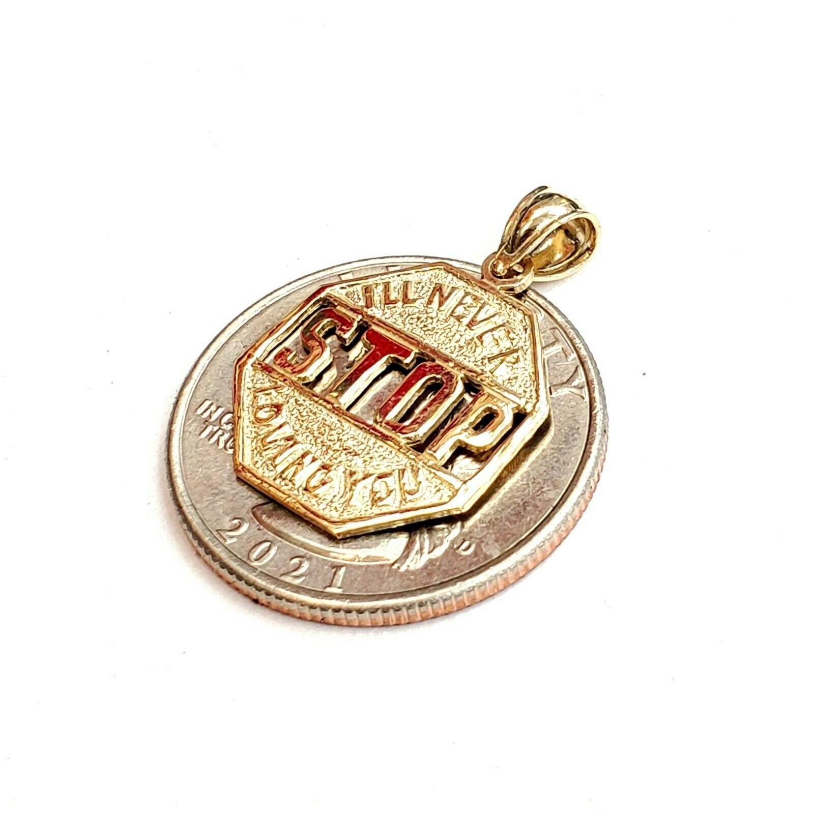 14k yellow Gold I’ll never stop loving you Pendant charm gift fine jewelry 1.6g