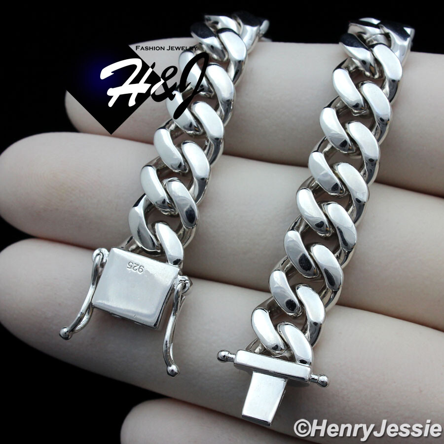 20″MEN 925 STERLING SILVER 7.5MM PLAIN MIAMI CUBAN CURB LINK NECKLACE*SN20