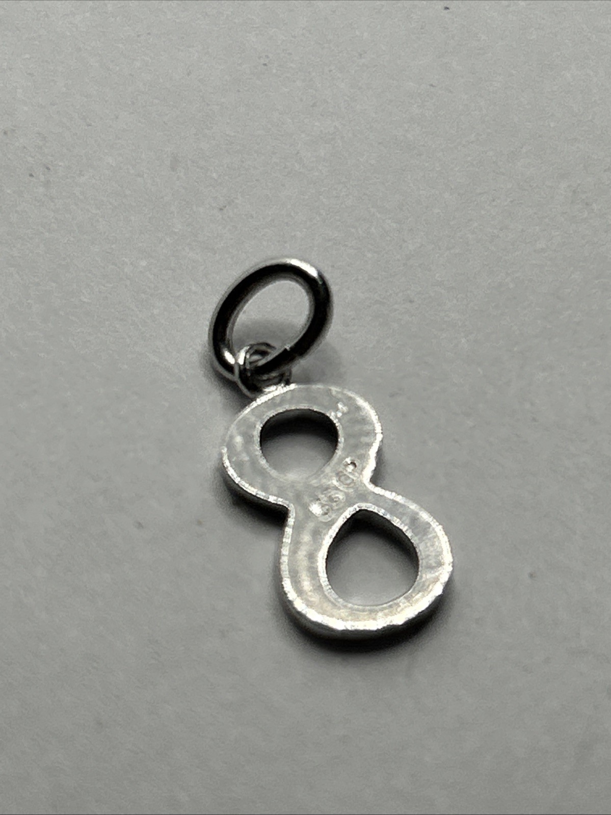New Sterling Silver Number 8 Charm Pendant, 925