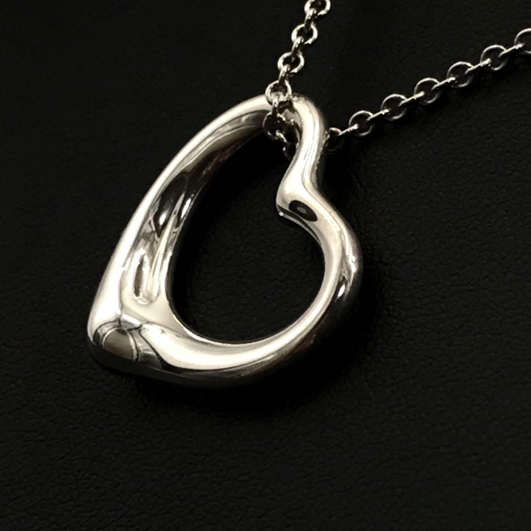 Tiffany & Co. Open Heart Necklace 925 Silver Unisex Pre-Owned 22mm Pendant