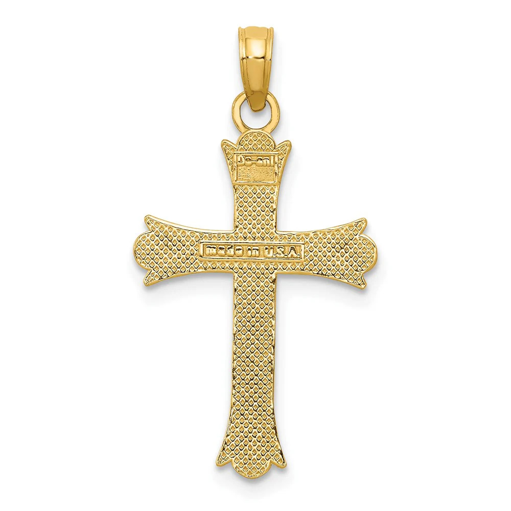 10K / 14K Yellow Gold Fleur De Lis Cross Pendant