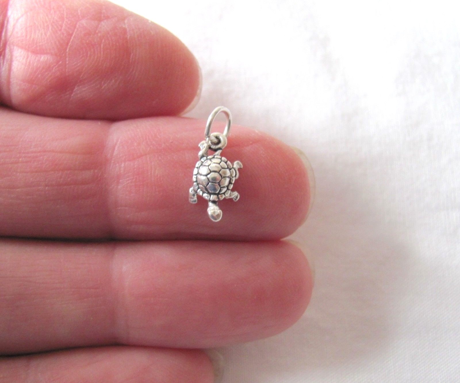 Very small Sterling Silver Turtle mini tiny charm.