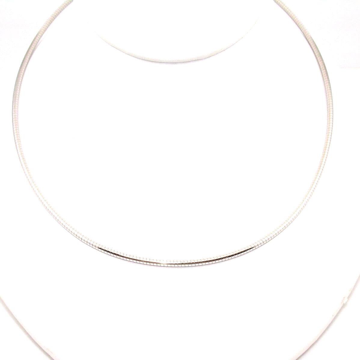 14K White Gold Italy Round Tube Snake Chain Necklace 18.5″