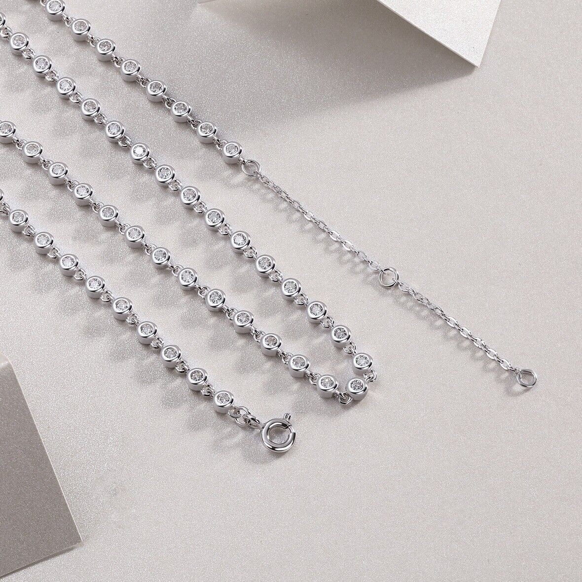2mm D Color VVS1 Moissanite Women Tennis Chain Necklace S925 Silver Pass Tester