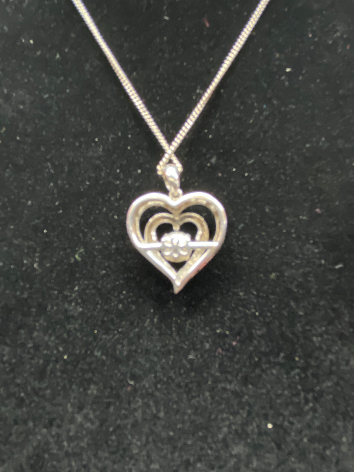 Sterling 925 Heart within a Heart 5 mm CZ 0.75 X 0.75 in Pendant, Charm