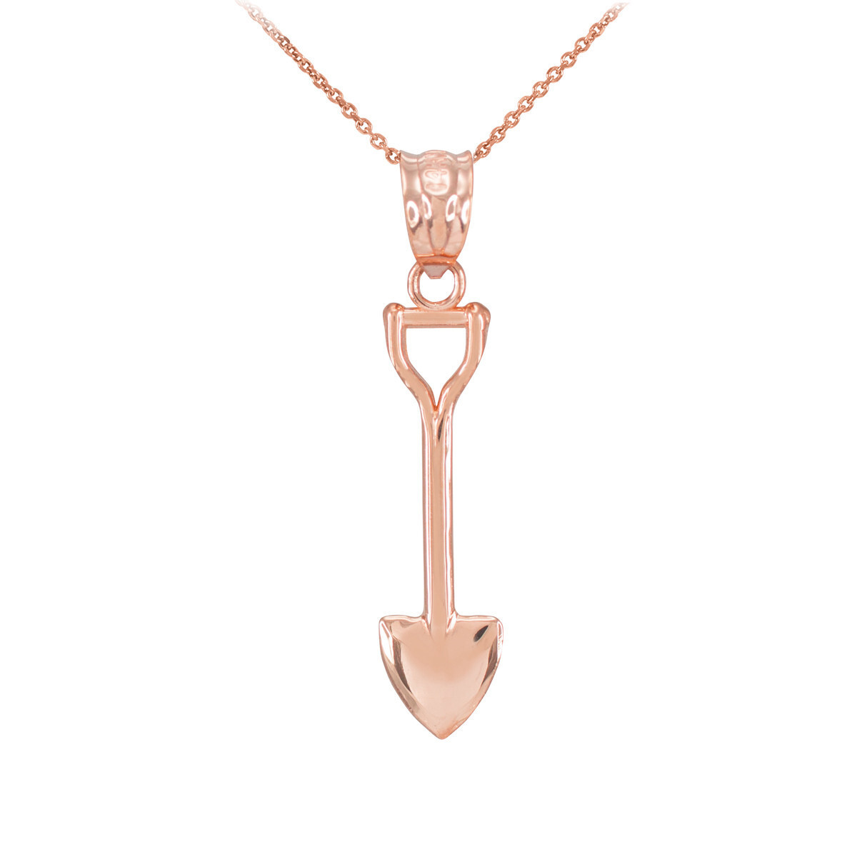 Polished Gold Shovel Pendant Necklace(Available In Yellow/Rose/White Gold)