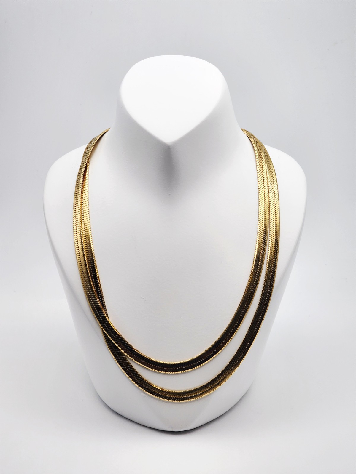 G Infinity Vintage Sterling Silver Vermeil Herringbone Chain Necklace 30″ Long
