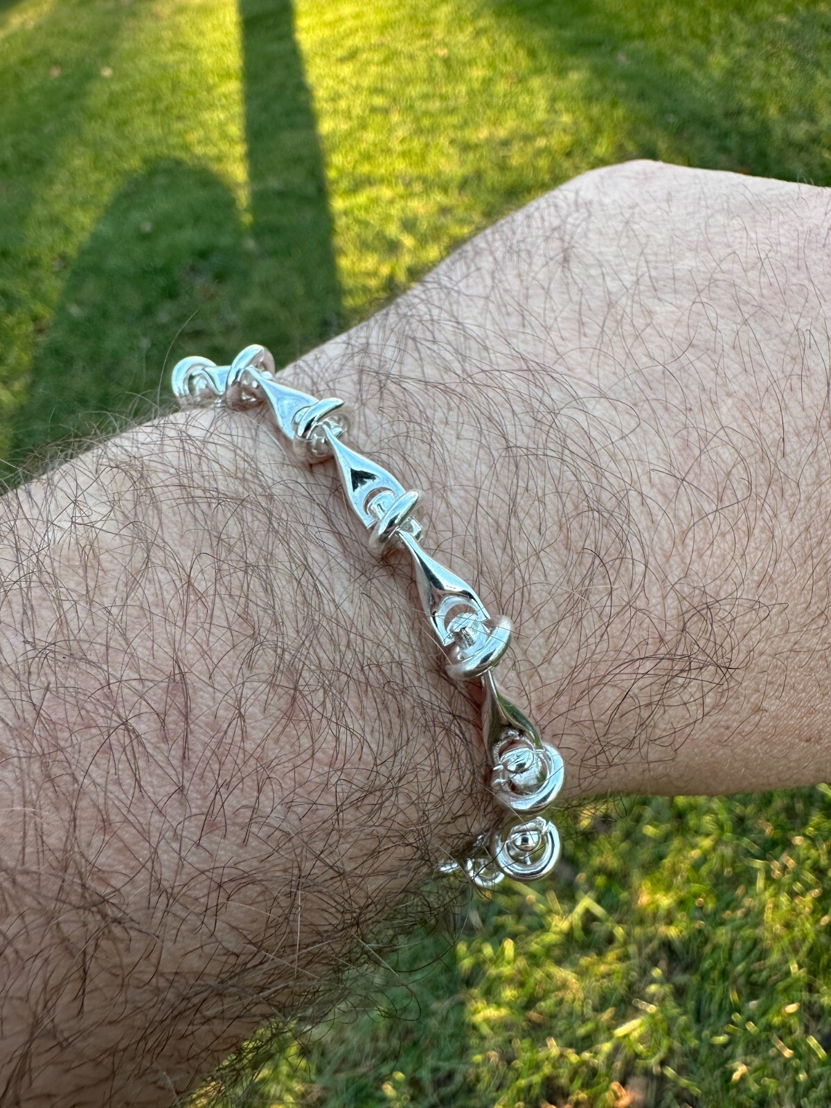 Real 925 Sterling Silver Mens Custom 8mm Barbed Wire Link Bracelet ITALY 7-9″