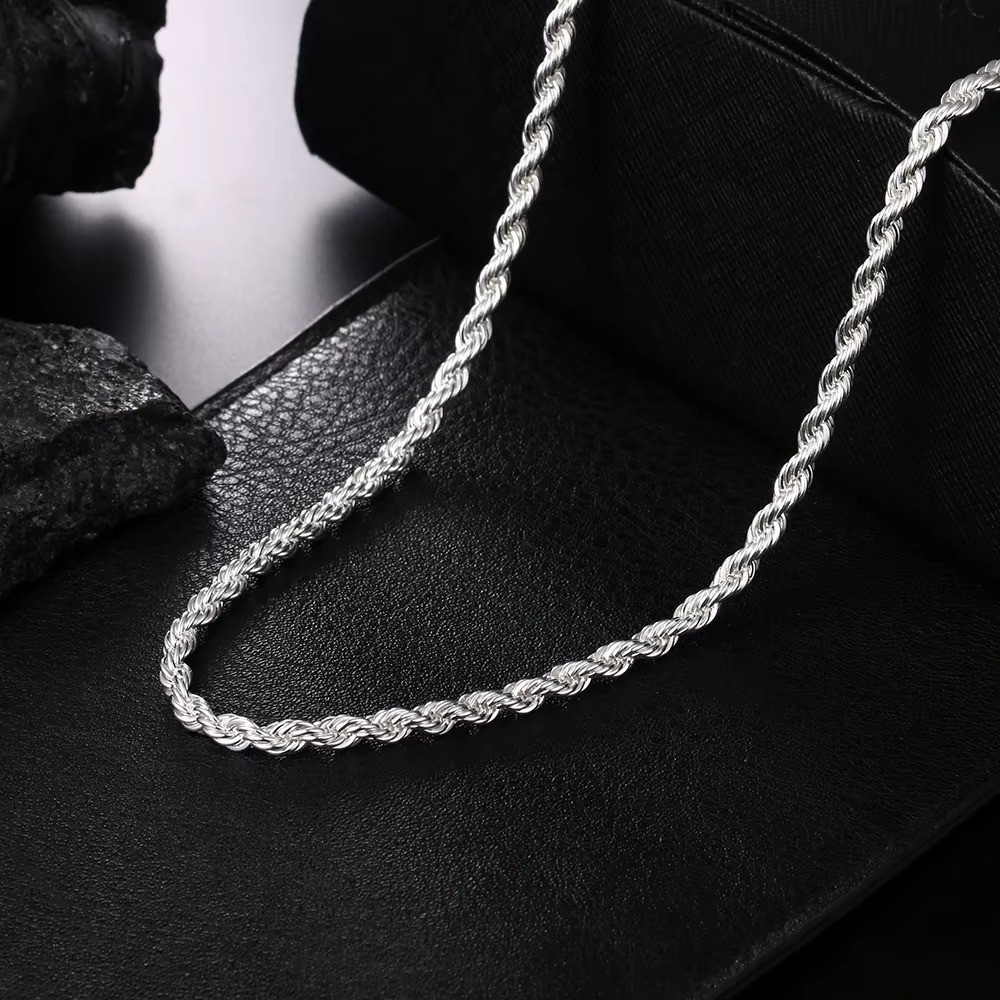 925 Sterling Silver Italian Rope Chain Men’s Necklace 4mm – NEW