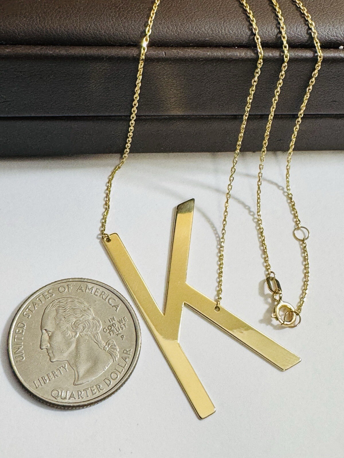 RARE 18K 750 YELLOW Gold Letter K initial Necklace 16.5/17.5” Long 1mm 4.1g