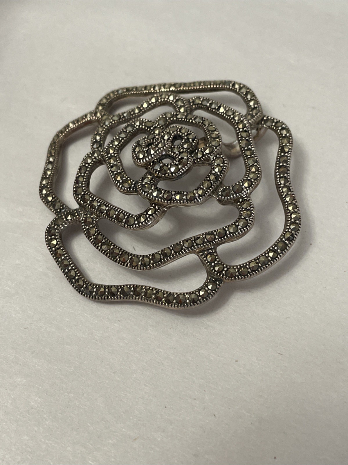 Sterling Silver Marcasite Flower Pendant