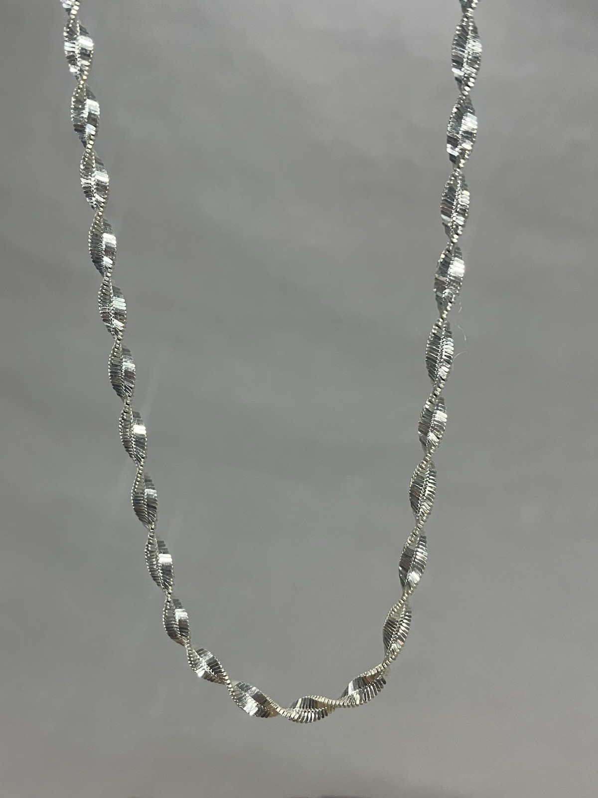 Italy 925 sterling silver chain necklace Diamond Cut Twist Rope Design Sparkle