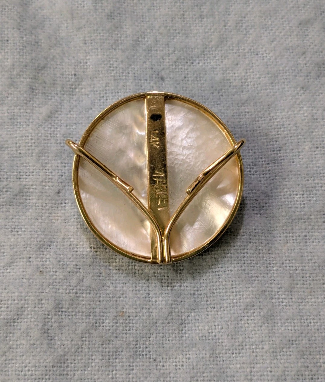Vtg Mabe Pearl 14K Enhancer Pendant 26mm By Marley Of Pikesville MD