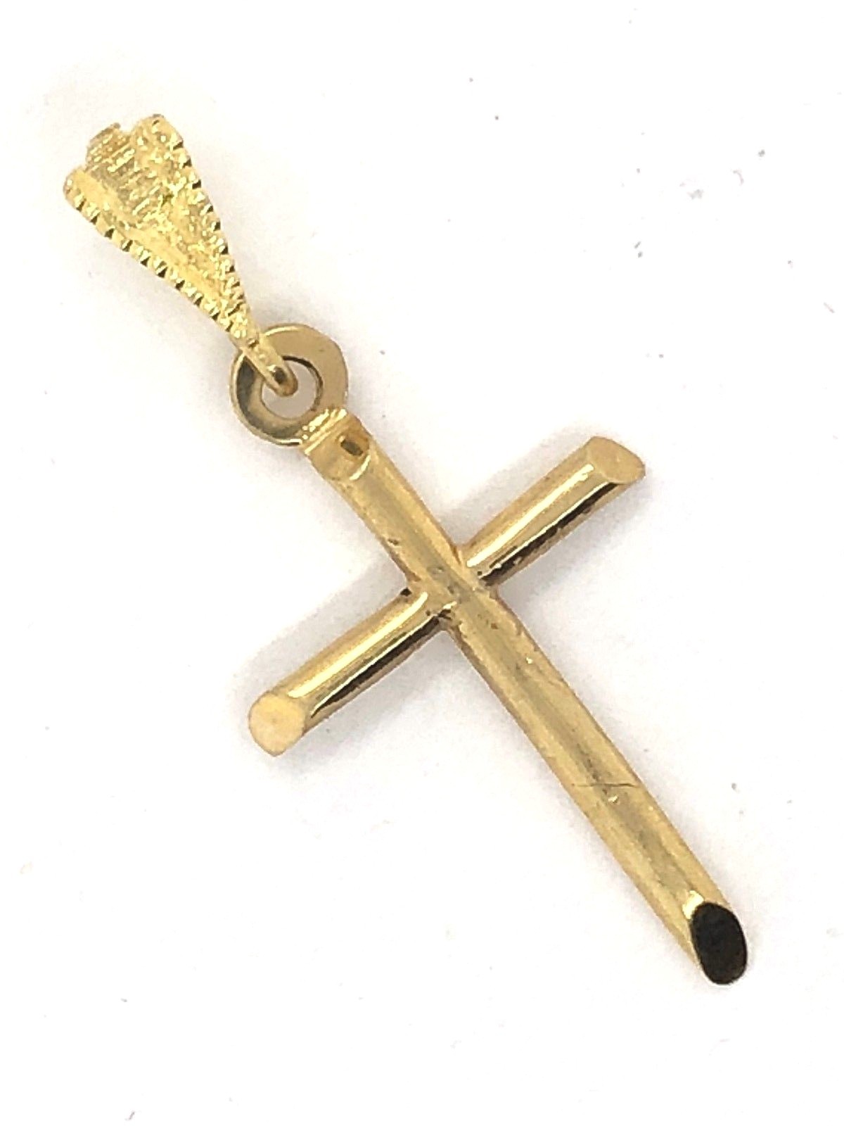 10k Yellow Gold Solid Polished Religious Cross Charm Pendant 1.4 grams