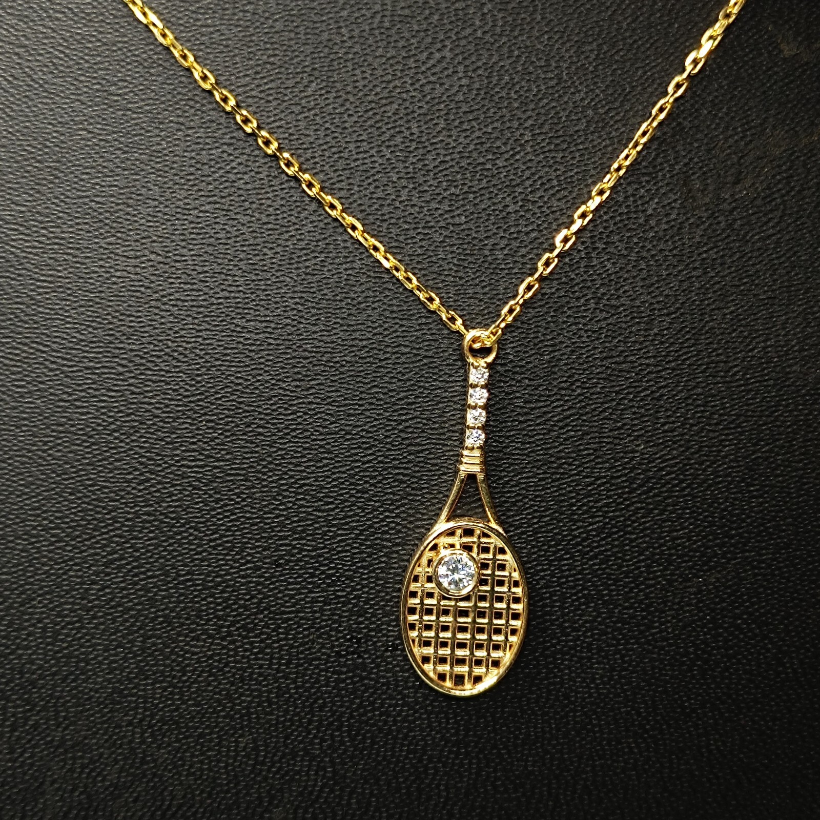 1.22Ct Round Cut Real Moissanite Tennis Racket Pendant 925 Sterling Silver