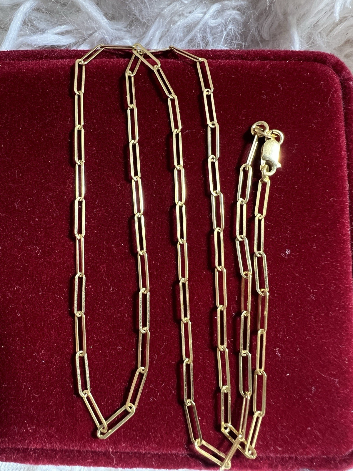 Solid 18k Yellow 18k Gold Paper clip Design Size 20” Long