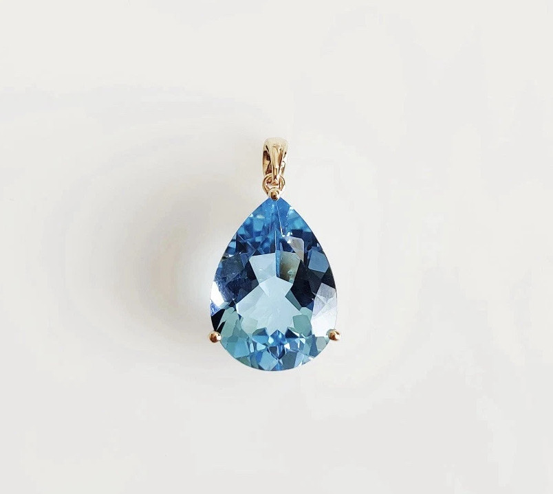 Natural Aquamarine Necklace Sterling Silver Jewelry Gorgeous Aquamarine Pendant