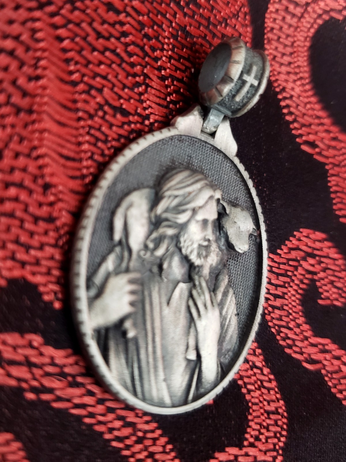 Artists Detailed Jesus Christ With Lamb Religious Pendant Sterling Silver