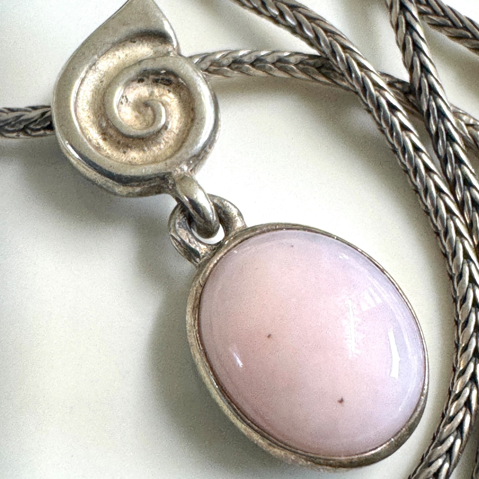 RARE AND RETIRED PANDORA PINK OPAL Sterling Silver Necklace 390116RHO-45