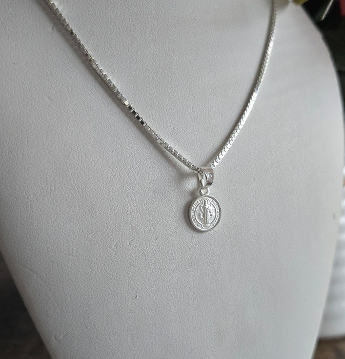 Sterling Silver Saint Benedict Medallion Pendant – Small 11 mm