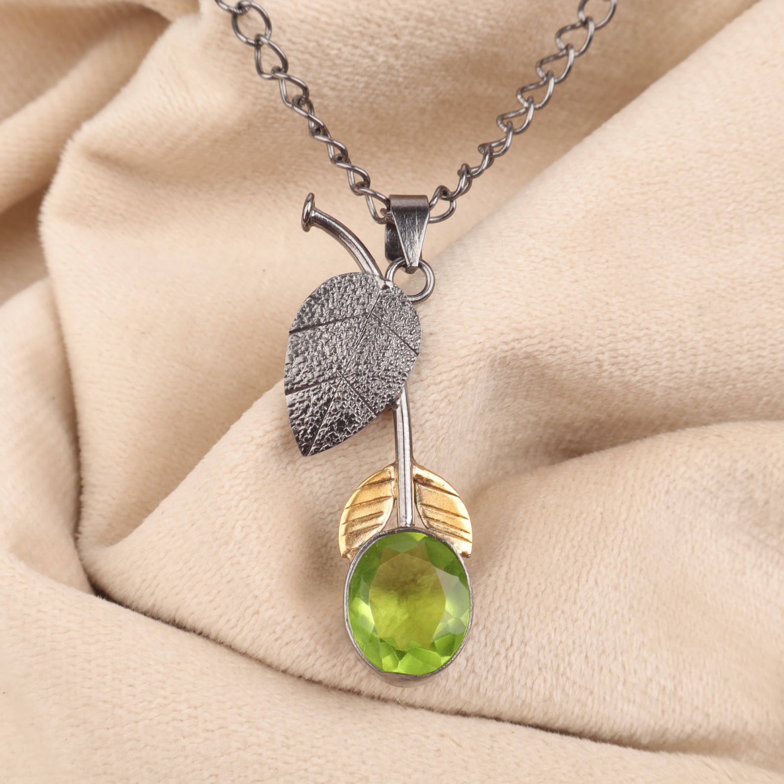 Peridot Gemstone Jewelry 925 Silver Handmade Daily Wear Pendant 1.69″ For Her