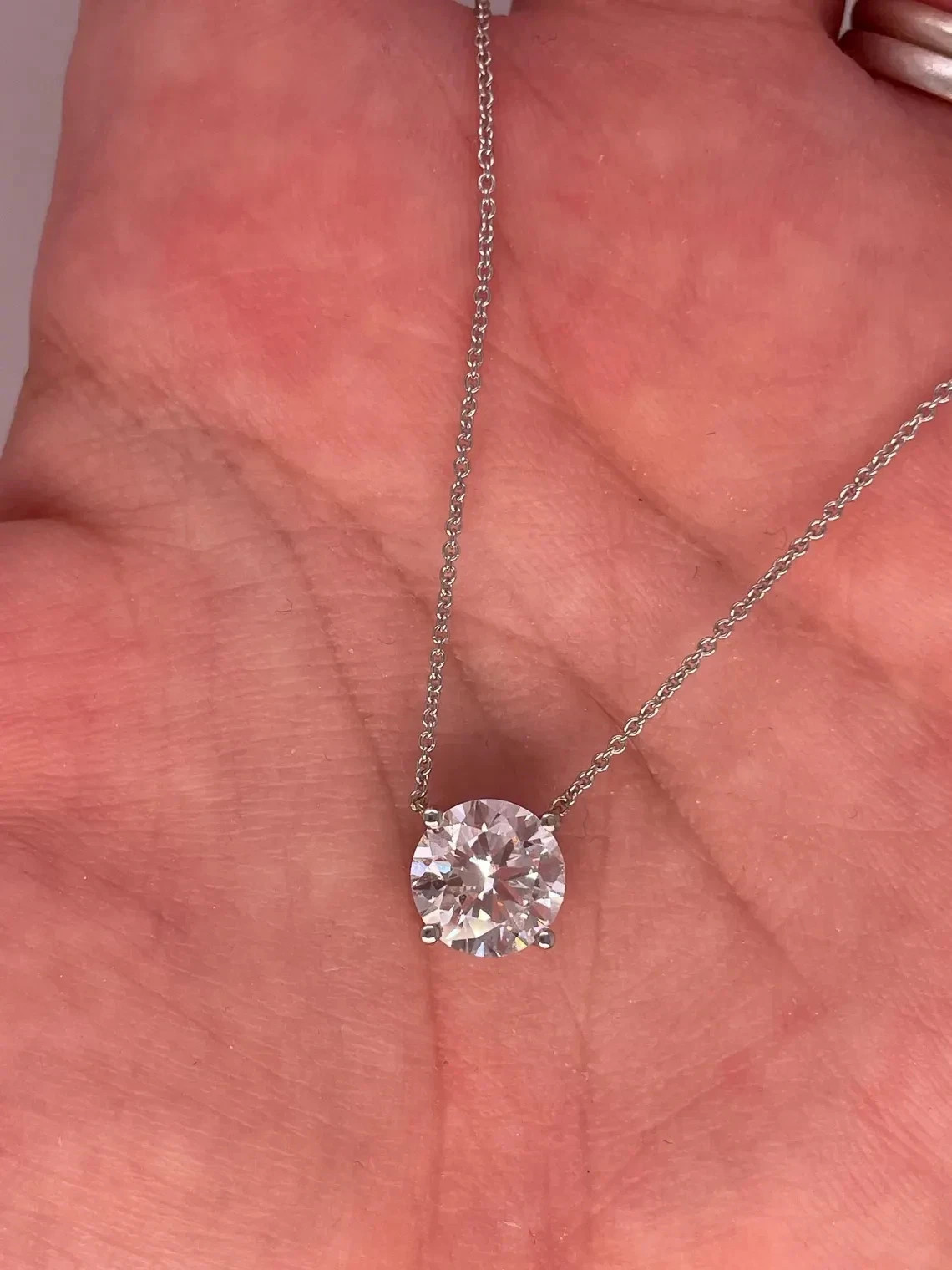 0.50 Ct Round Cut Lab Grown Diamond Solitaire Pendant Chain 925 Sterling Silver