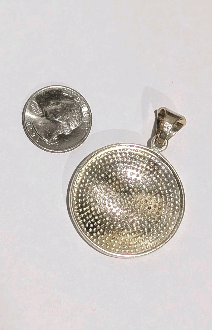 Vtg Silpada Dimpled Textured Solid Sterling Silver Reversible 2.25″ Pendant 14Gr