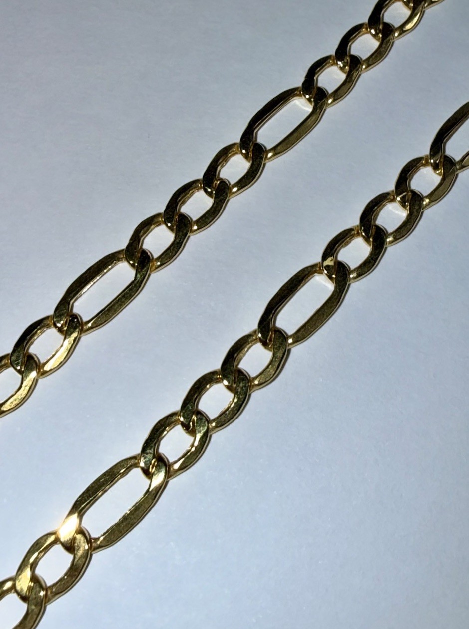 ESTATE Solid 10K Gold 4.8mm Figaro Chain Necklace 24”