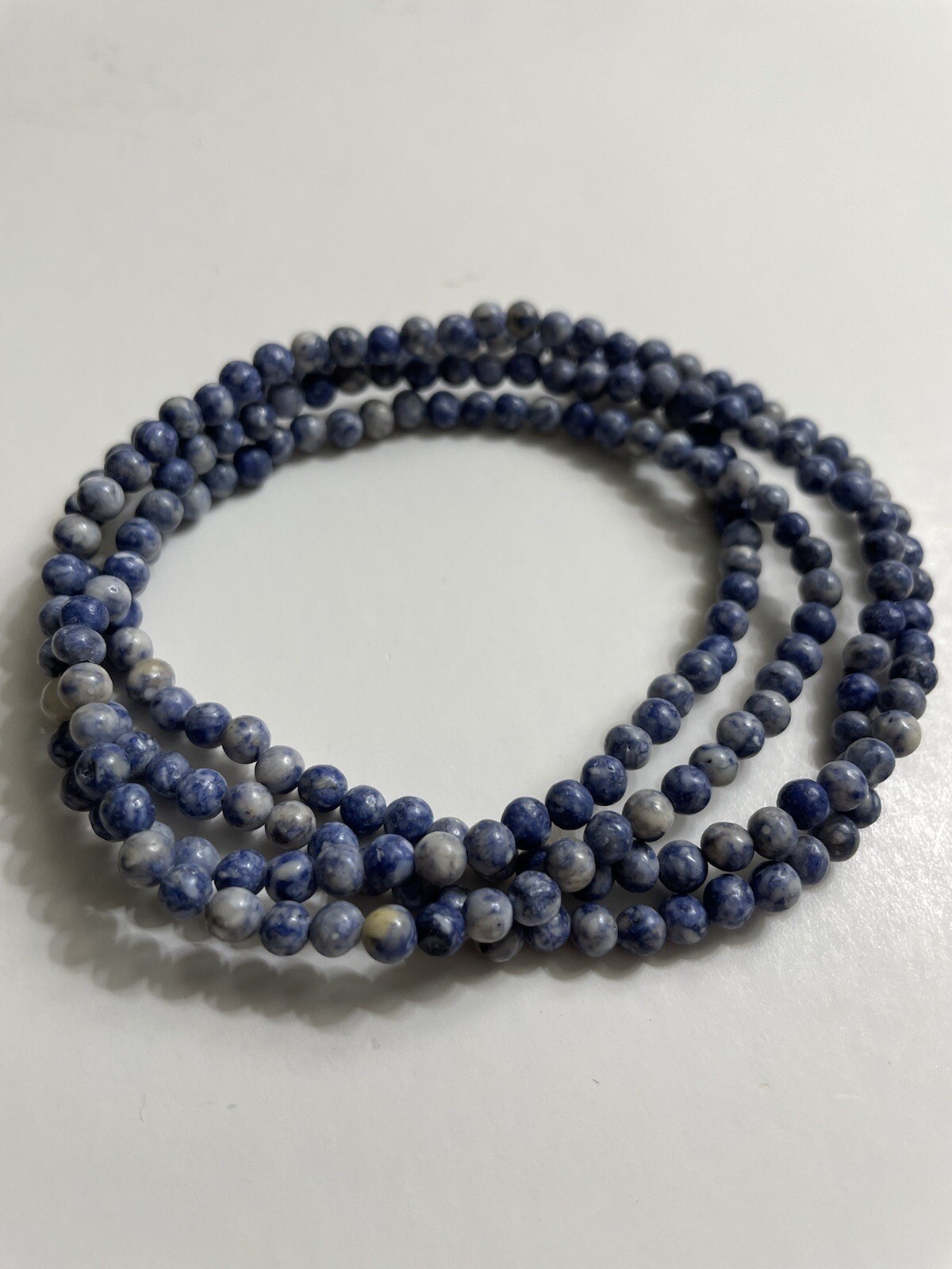 Natural Sodalite Royal Blue Beaded 34 in Necklace 4mm Gemstones Single Strand