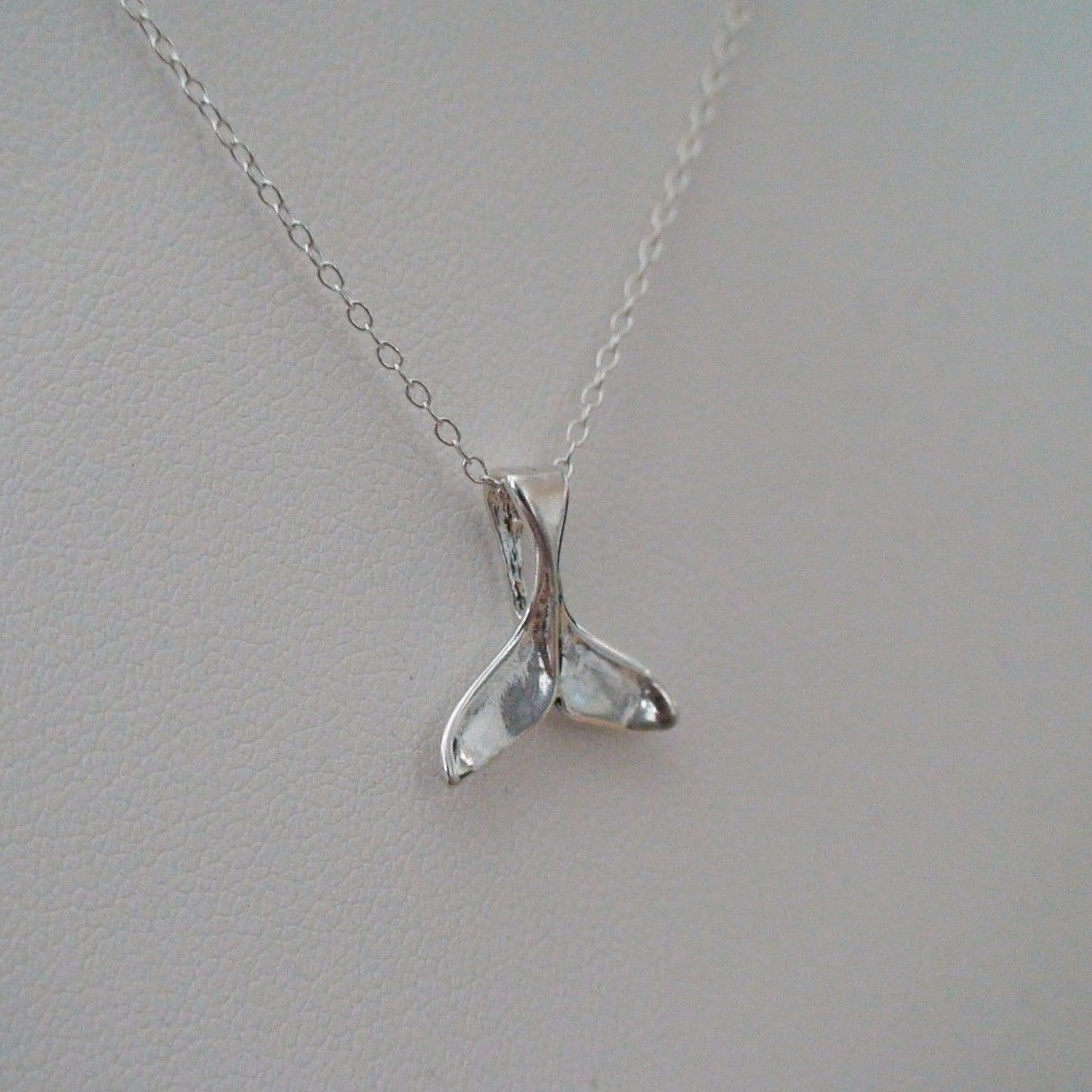 Whale Tail Necklace – 925 Sterling Silver – Whale Tail Charm Nautical Beach