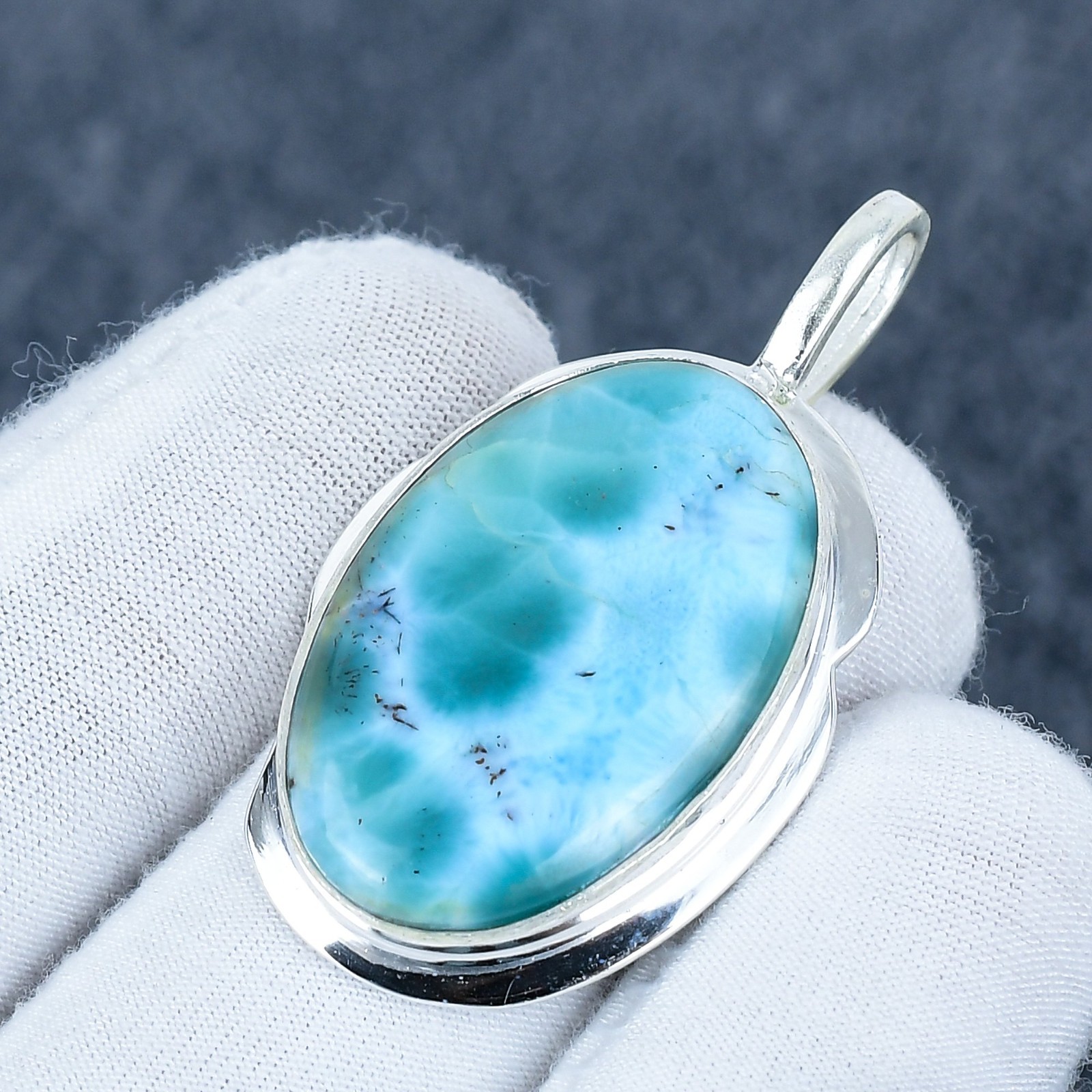 Larimar Pendant 925 Sterling Silver Jewelry Unisex Pendant Handmade Gift
