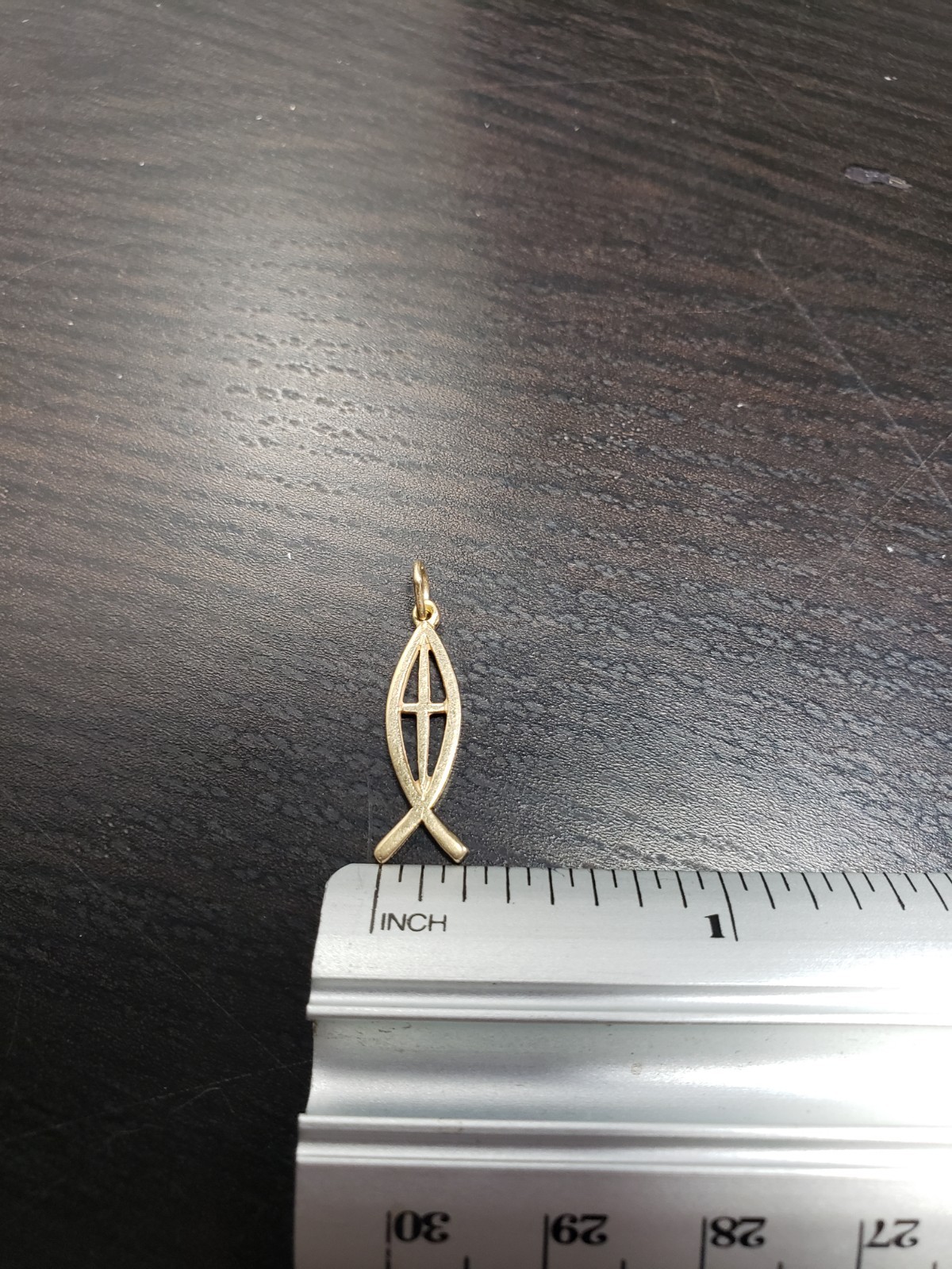 14 Karat Yellow Gold Ichthus With Cross Pendant