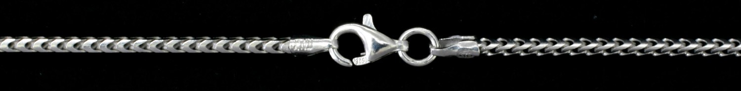 925 Italian Sterling Silver 1.5 mm Franco 130 Chain Rhodium Plated