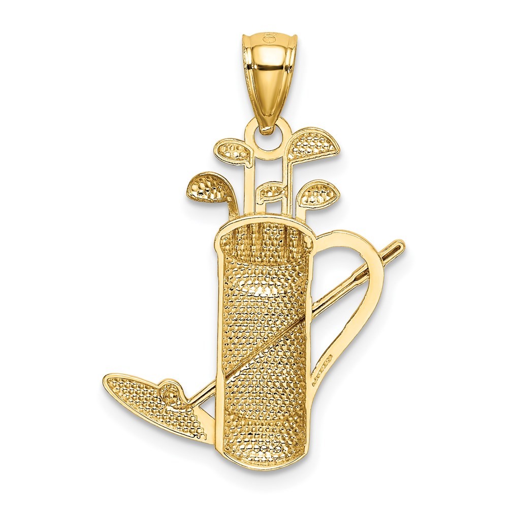 14k Two-tone Gold Golf Bag Pendant for Women 1.14 gram, L-1.11 In, W-0.75 In