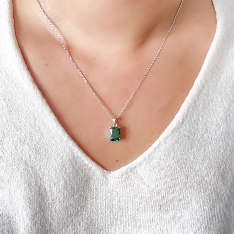 Elegant Mens Emerald Pendant 925 Sterling Silver Ring Gift Jewelry Gift Pendant
