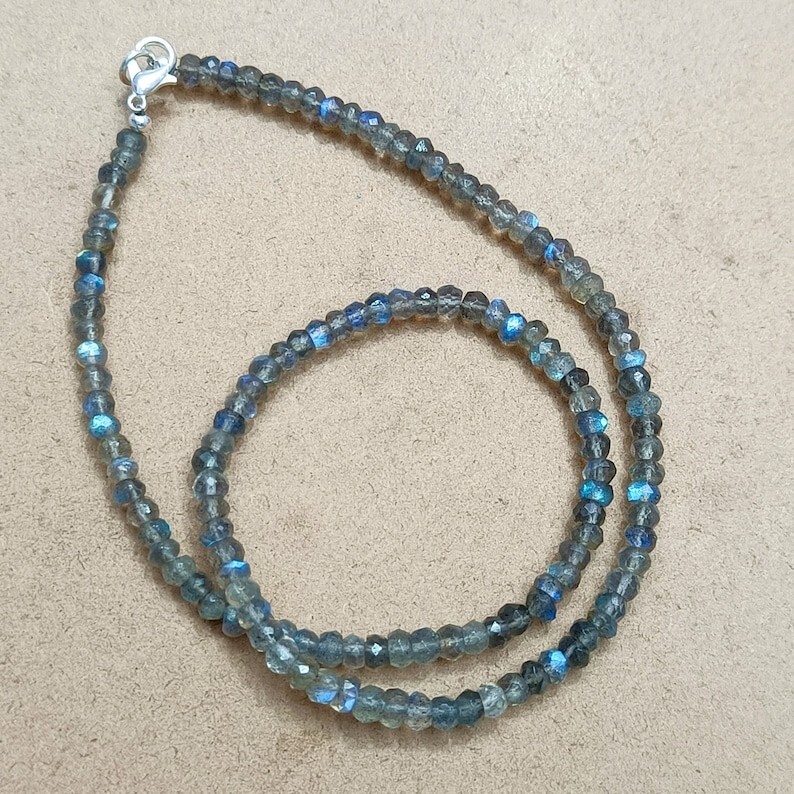 Labradorite Faceted Rondelle 4MM Gemstone Beads 4 Necklaces For Buyer