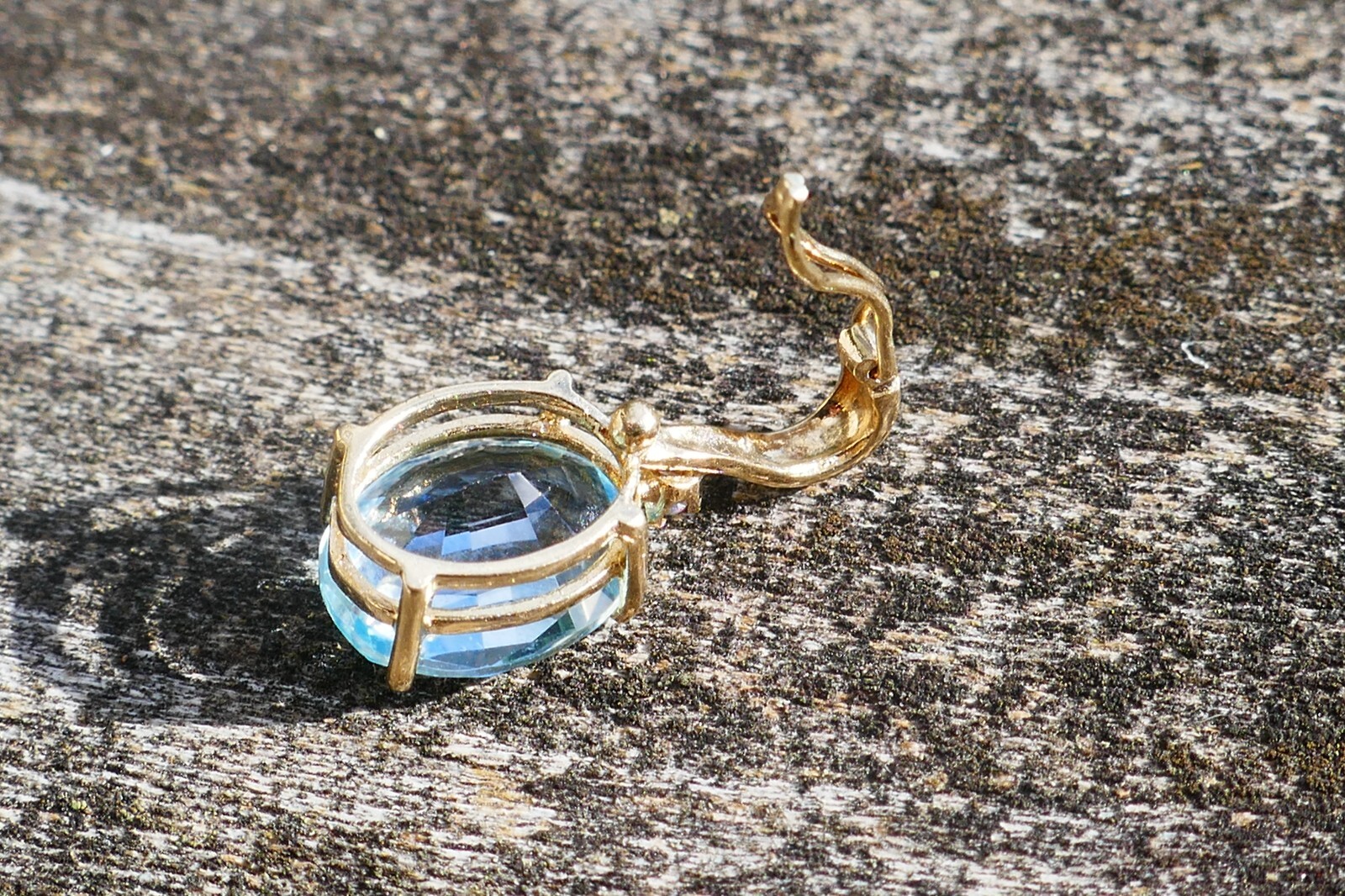 Lovely 14kt Yellow Gold Blue Topaz & Accent Diamond Pendant / Enhancer