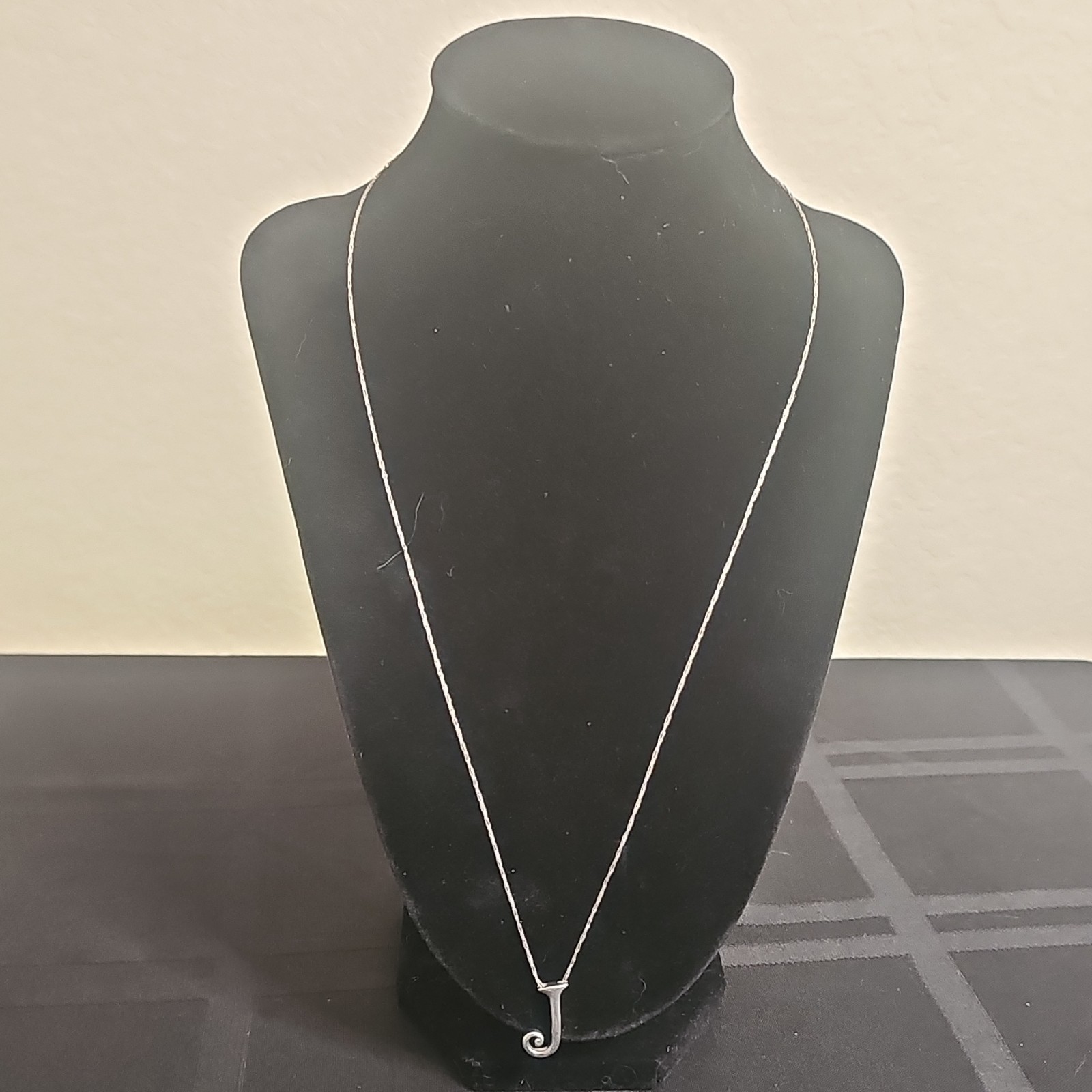 Dainty Delicate 22 in Paper Clip Chain Sterling Silver 925 Letter J Pendant