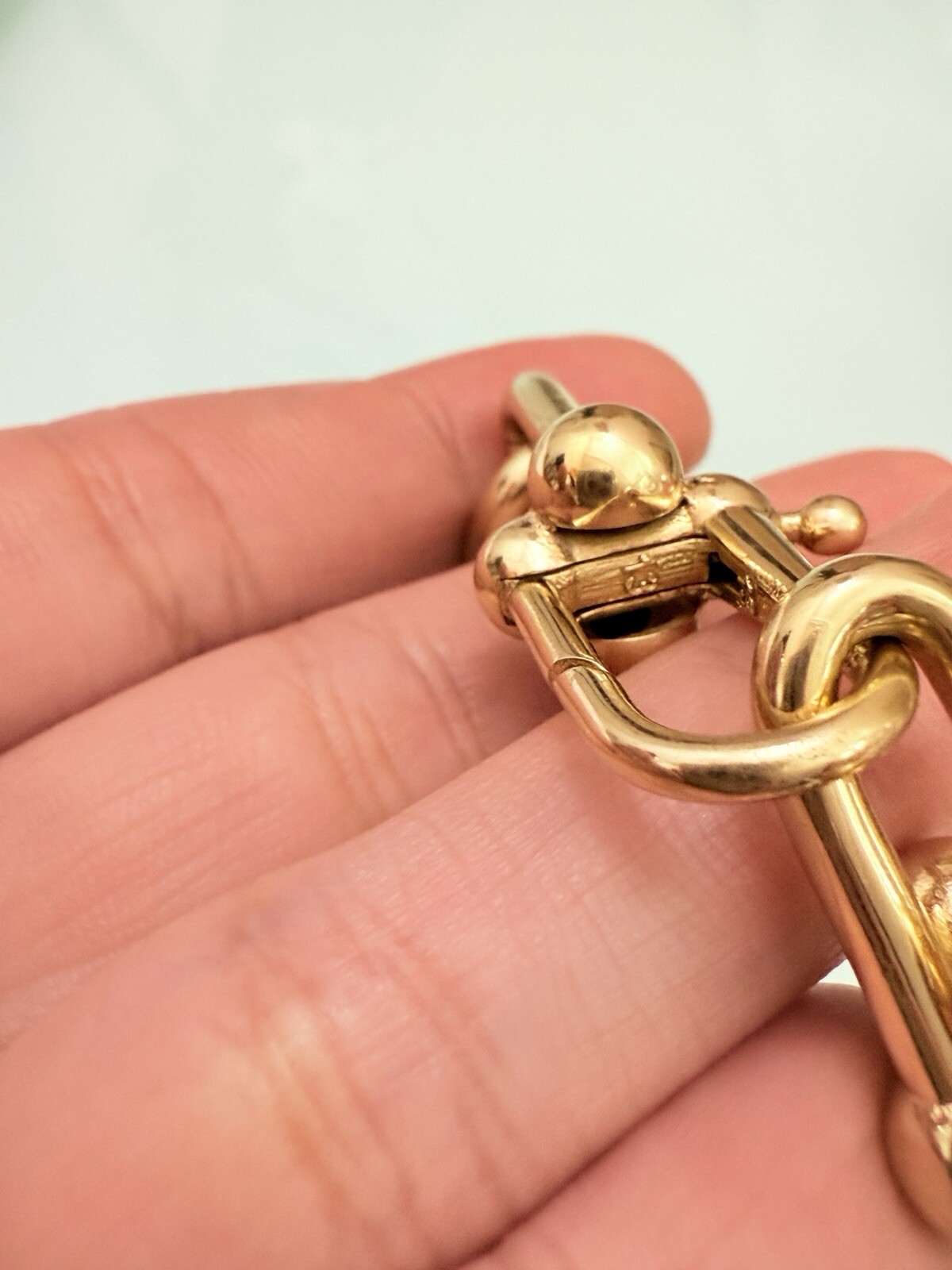 18K Pure Gold Large Horseshoe Chunky Link Chain Necklace Unisex USA