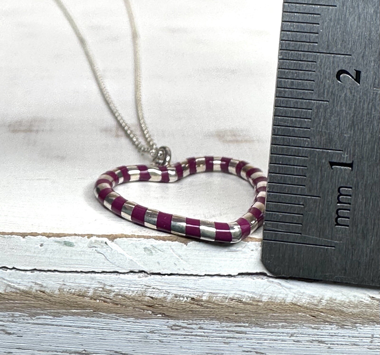 Tiffany & Co Paloma Picasso Enamel Stripe/925 Sterling Silver Heart 18 “Necklace