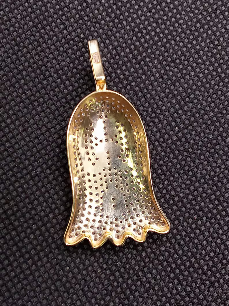 Men’s Ghost Pendant 2Ct Lab-Created Diamond 14K Yellow Gold Plated Free Chain