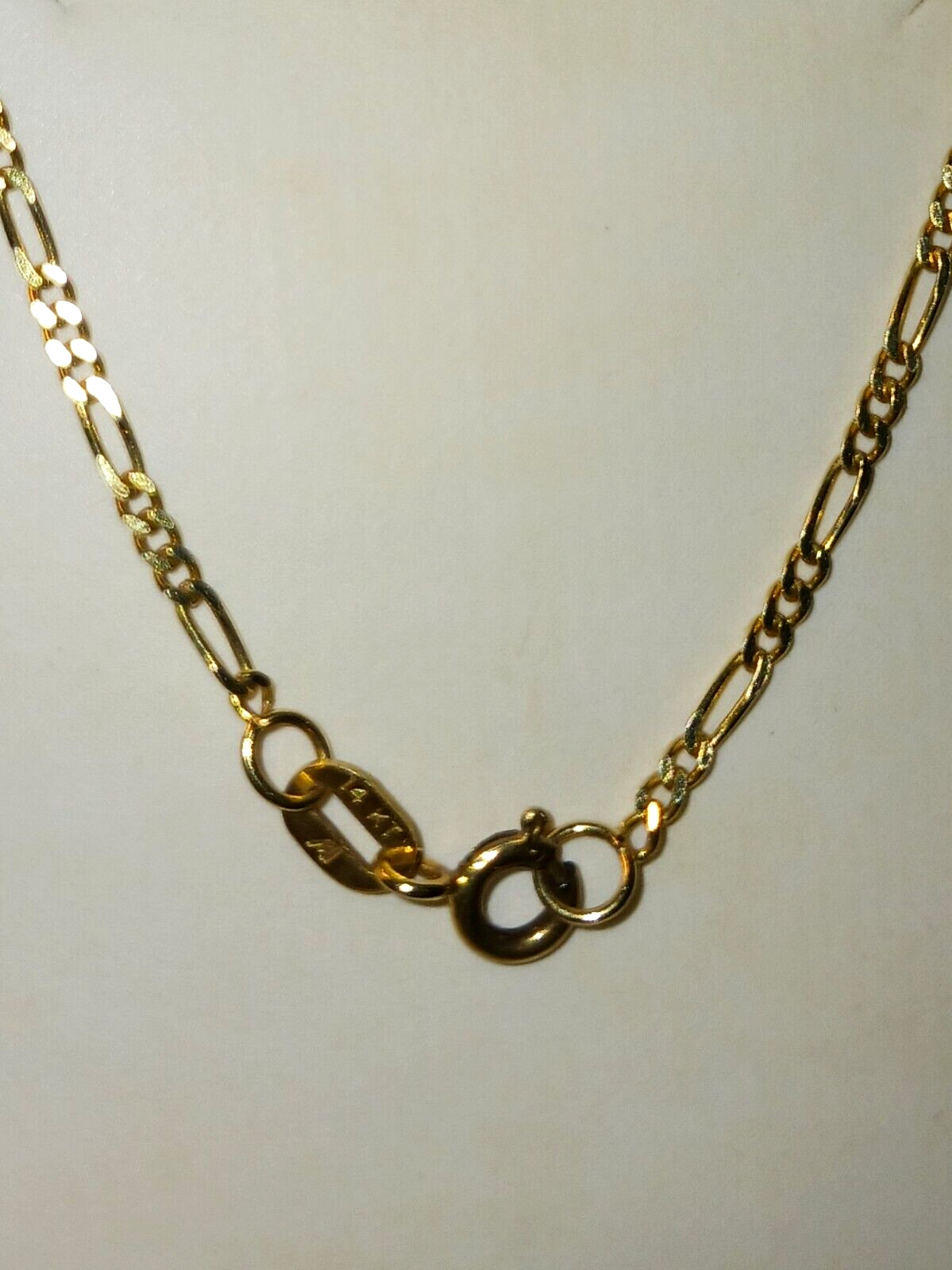 18″ 14K Yellow Gold Beveled Figaro Chain Necklace 4.9gr Solid 2.5mm U.S. Seller