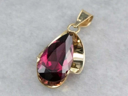 2Ct Pear Cut Lab Created Red Ruby Women Wedding Pendant 14K Yellow Gold Plated
