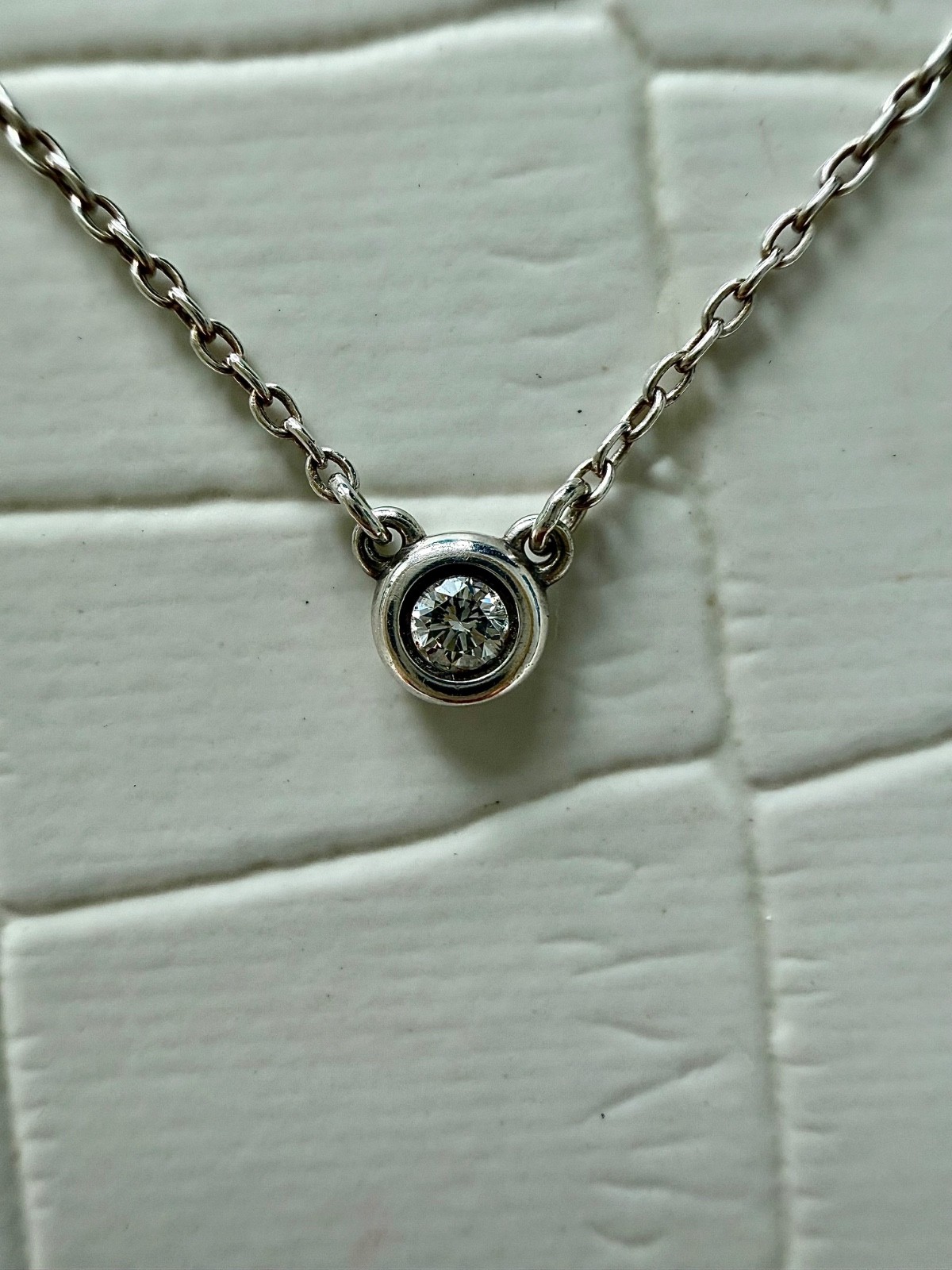Tiffany & Co. Elsa Peretti Diamonds by the Yard® Single Diamond Pendant Necklace