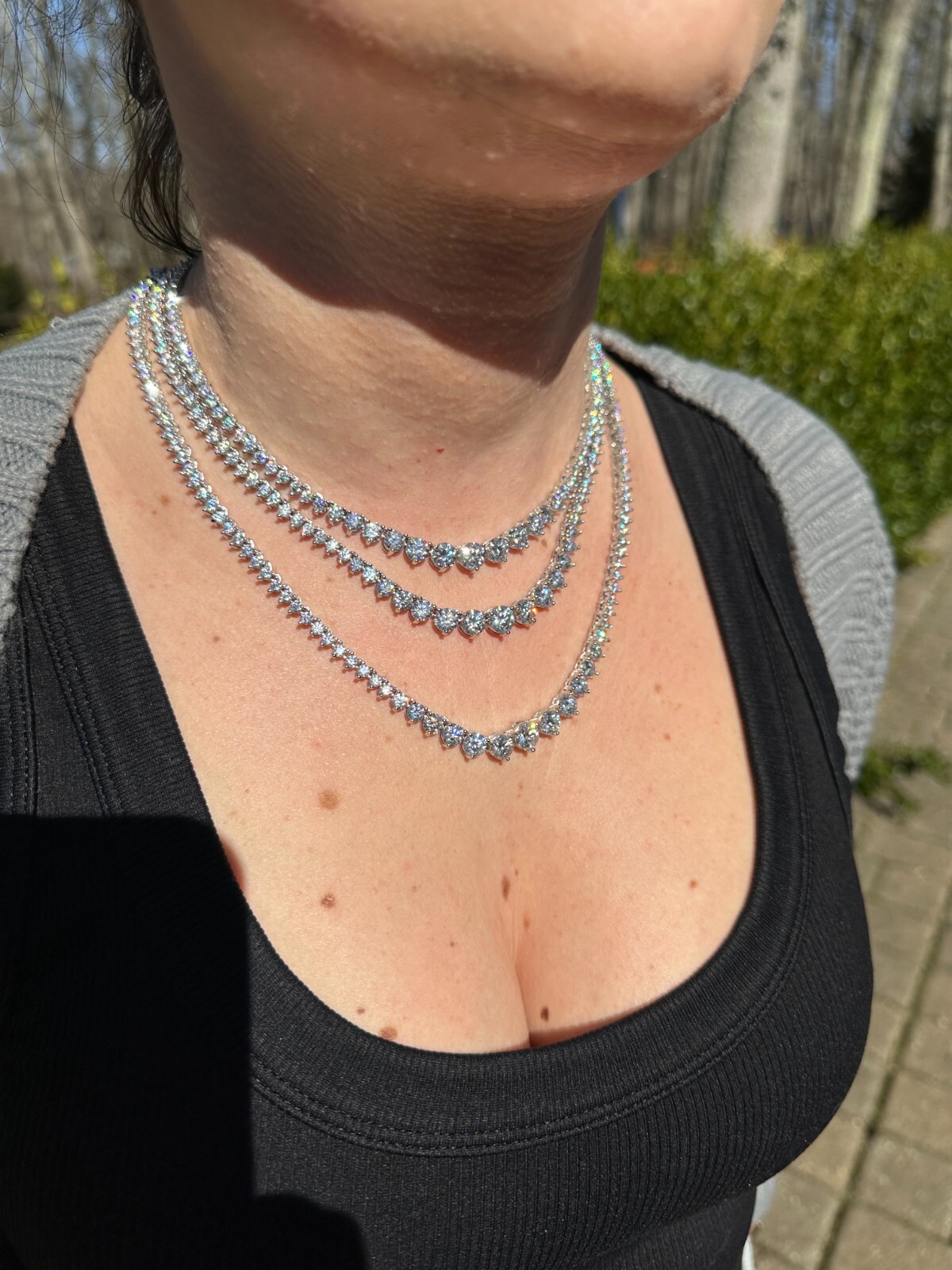 Real Iced MOISSANITE Riviera 3-7mm Graduated Tennis Chain Necklace – VVS D Color