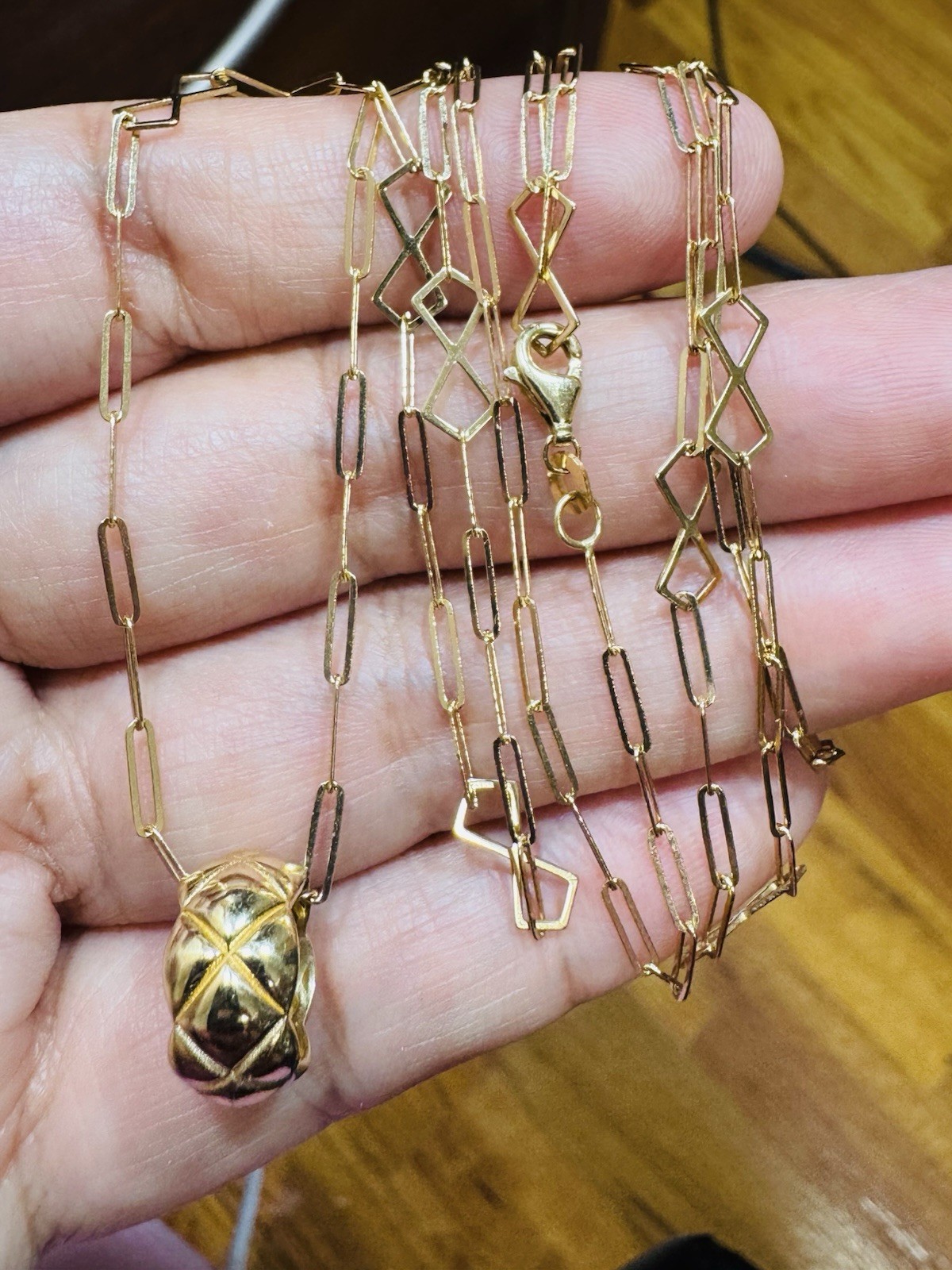 18K Fine Gold Quilted Set Necklace 31” Long adjustable 3/5mm WOMENS 6.6G