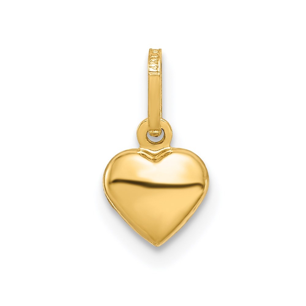 14k Yellow Gold Hollow Heart Charm or Pendant, 6mm