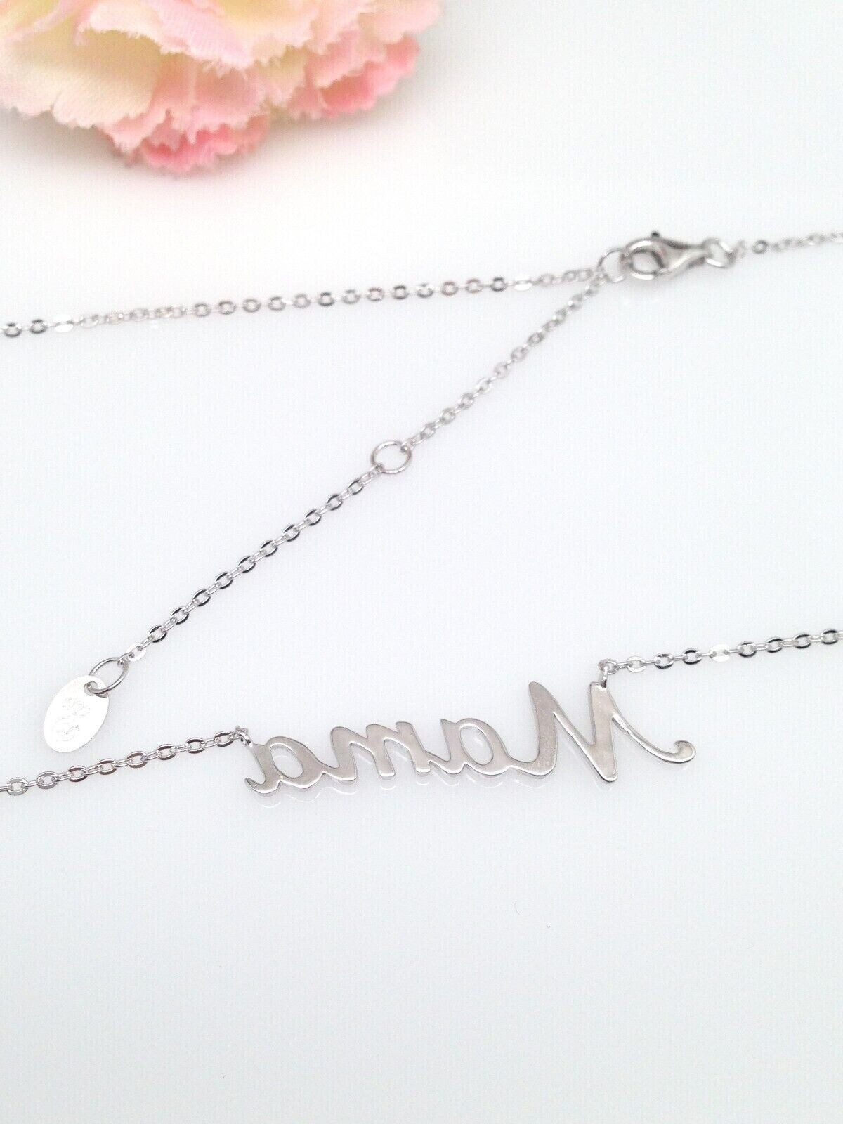 925 Sterling Silver Script Mama Pendant Necklace 31mm(1.22″) 15.25-17.25″